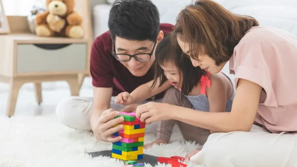 family playing at villa with kids in hua hin