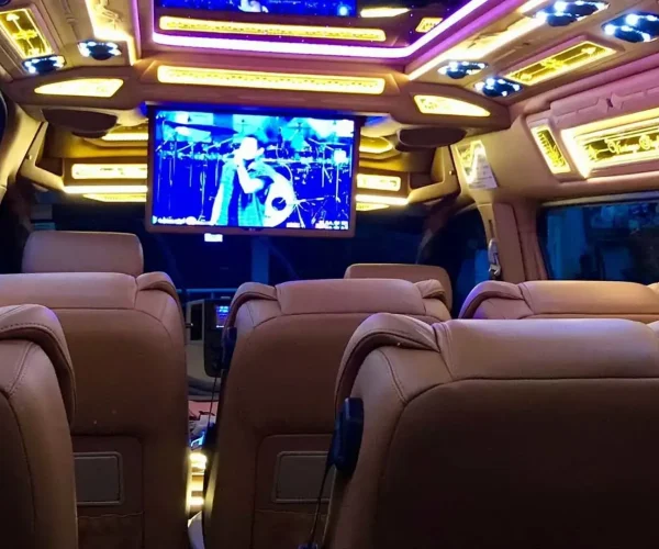 luxury van interior with led lights and tv for party villa hua hin transfers